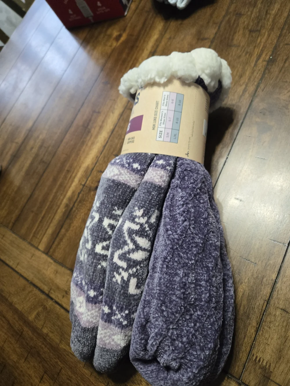 MUK LUKS Purple Patterned Cozy Cabin Socks with Sherpa Cuff